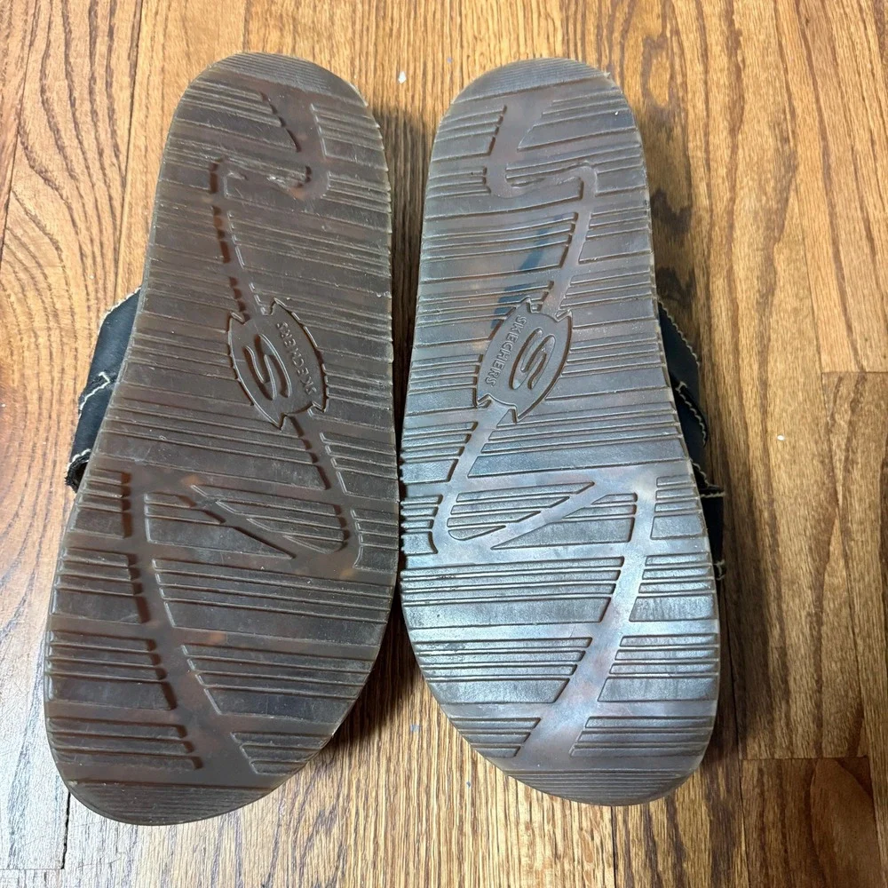 Skechers USA Vintage Mens 13 Grunge Y2K Chunky Leather Cross Strap Slide Sandals